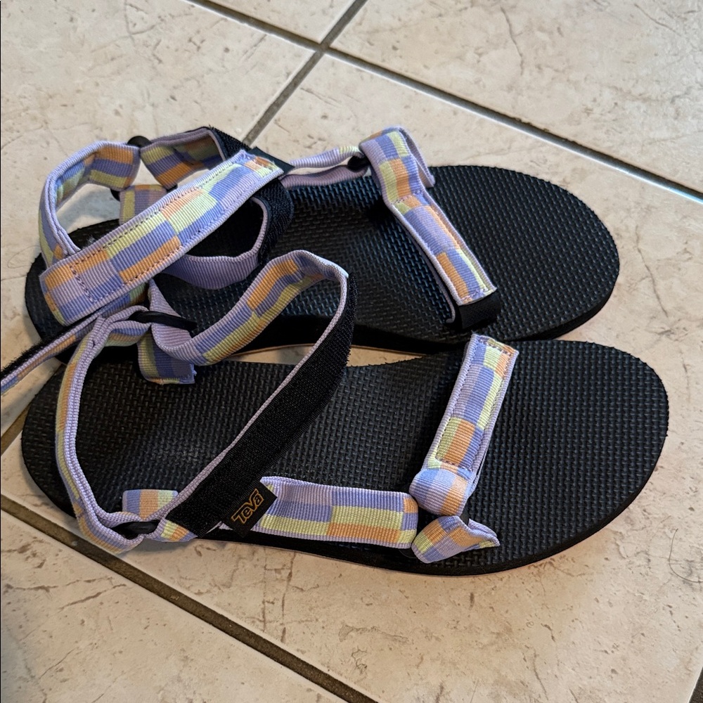 Teva Black Sandals with Pastel Straps